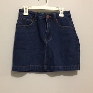 High waisted jean mini skirt